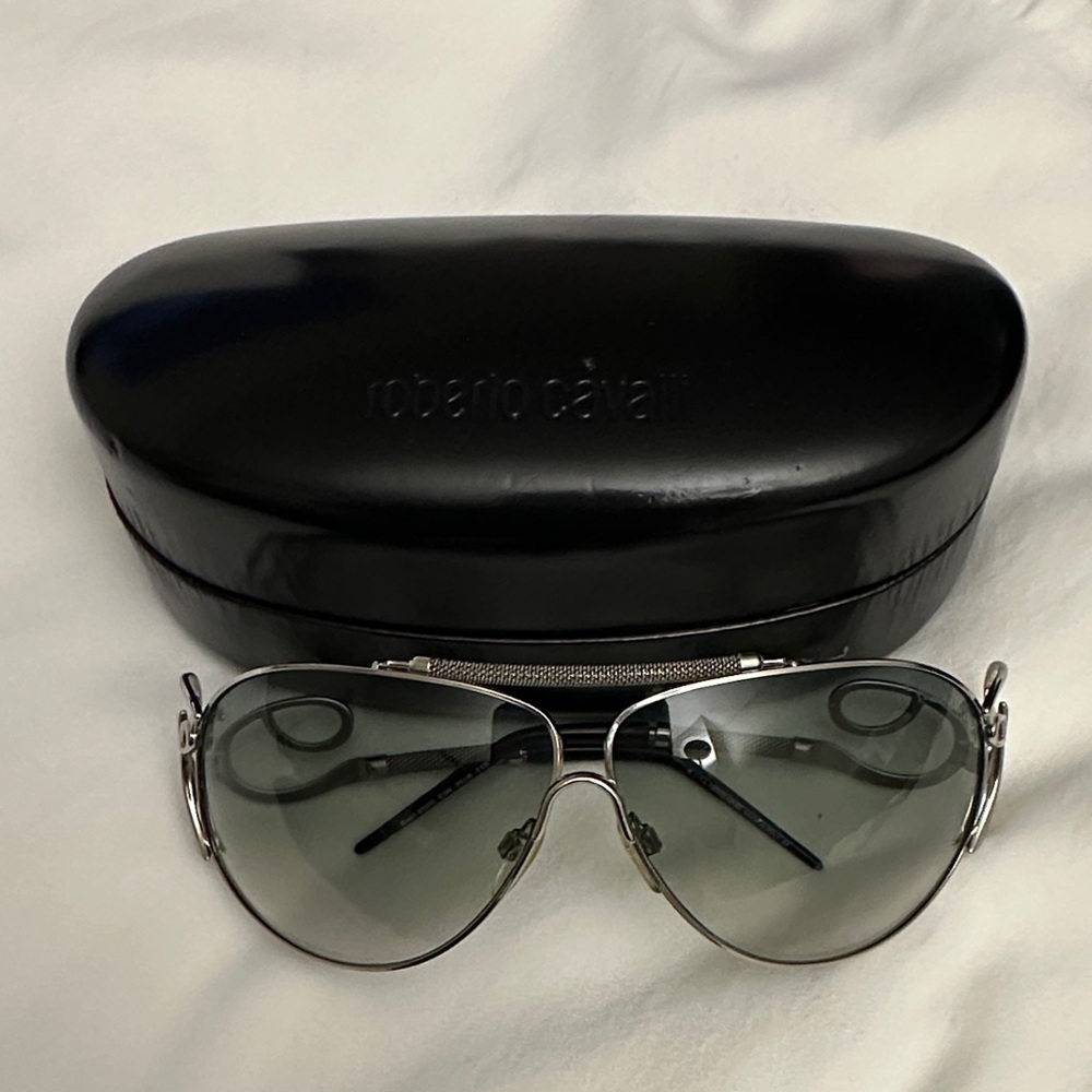 Roberto Cavalli Silver Frame Sunglasses with Gray Lenses